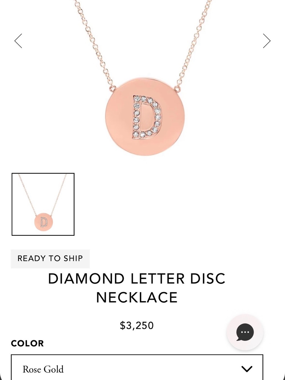 Jennifer Meyer Rose Gold Diamond Letter D Disc Necklace